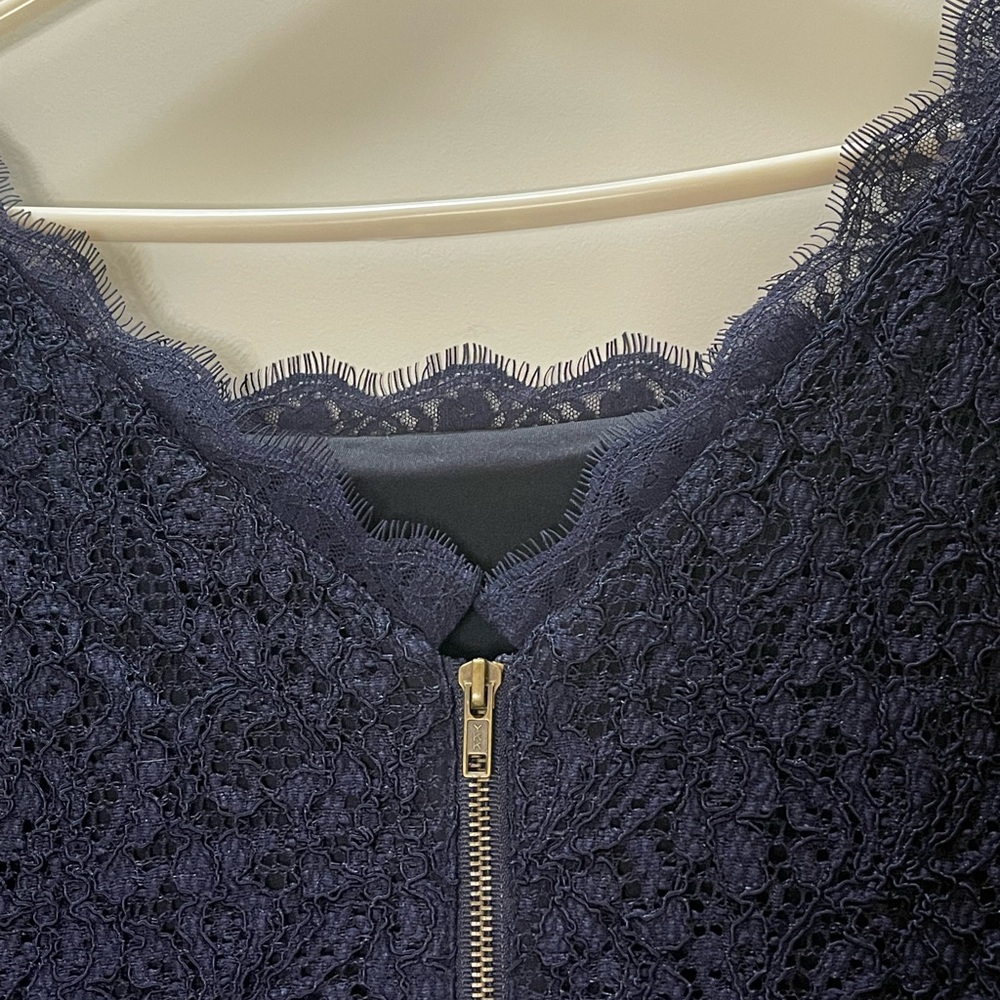 Adrianna Papell Midnight Blue Lace Dress Party Cocktail Size 18W - Picture 5 of 10